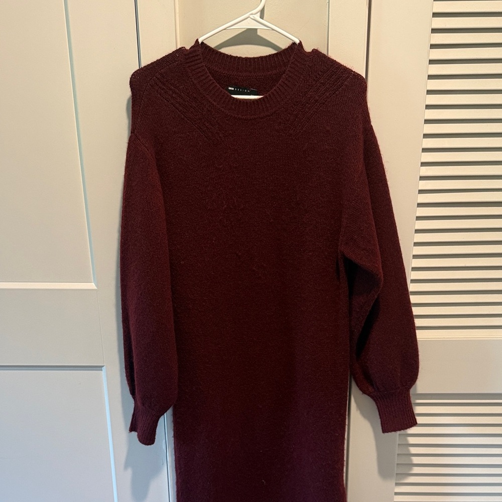 ASOS Burgundy Knit Sweater Dress